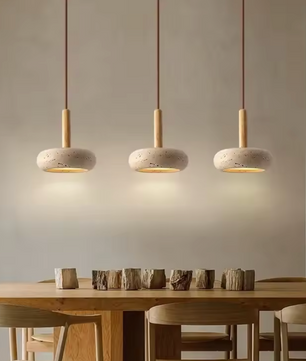 Travertijn Hanglamp – Creatieve Natuurlijke LED Binnenlamp