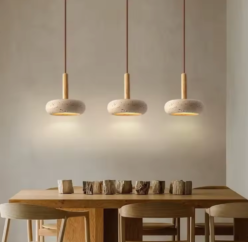 Travertijn Hanglamp – Creatieve Natuurlijke LED Binnenlamp