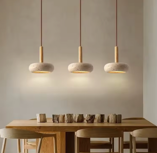 Travertijn Hanglamp – Creatieve Natuurlijke LED Binnenlamp