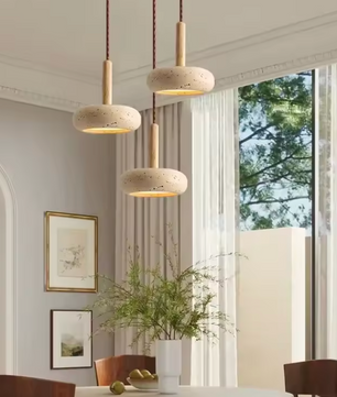 Travertijn Hanglamp – Creatieve Natuurlijke LED Binnenlamp