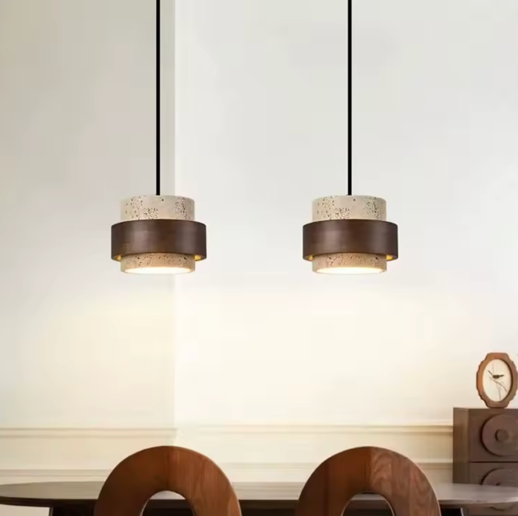 Travertijn Hanglamp – Creatieve Natuurlijke LED Binnenlamp