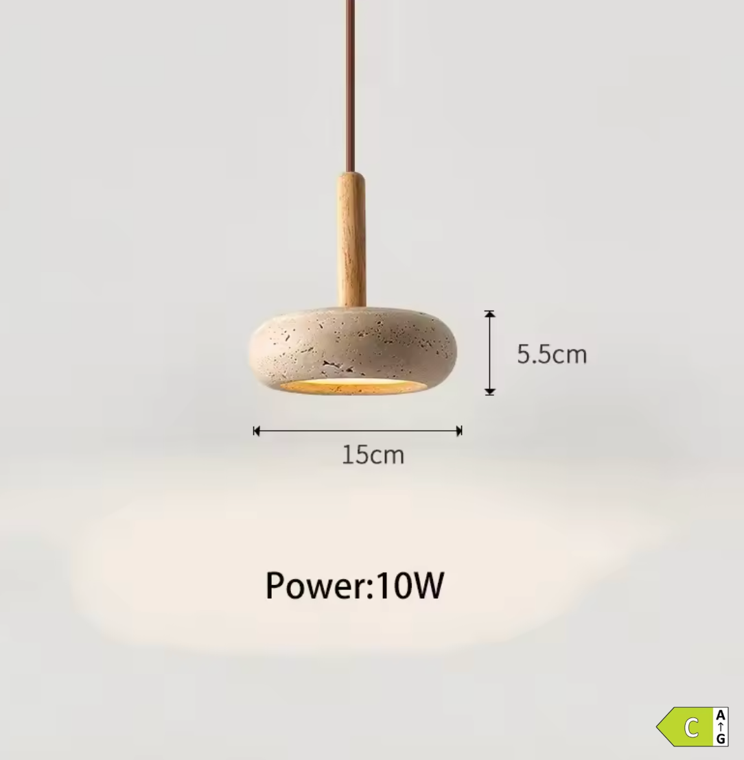 Travertijn Hanglamp – Creatieve Natuurlijke LED Binnenlamp