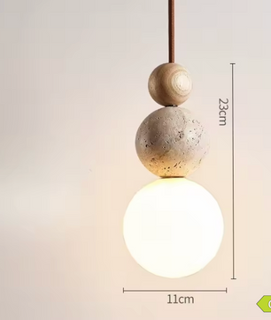 Travertijn Hanglamp – Creatieve Natuurlijke LED Binnenlamp