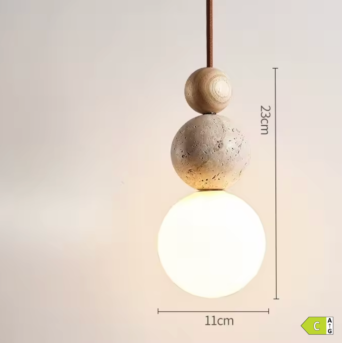 Travertijn Hanglamp – Creatieve Natuurlijke LED Binnenlamp
