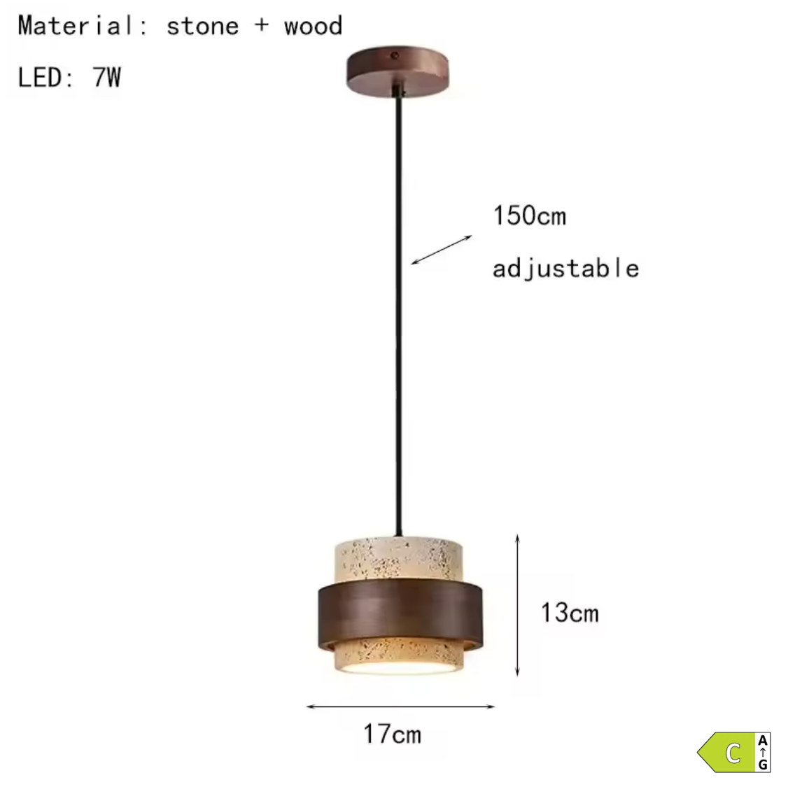 Travertijn Hanglamp – Creatieve Natuurlijke LED Binnenlamp