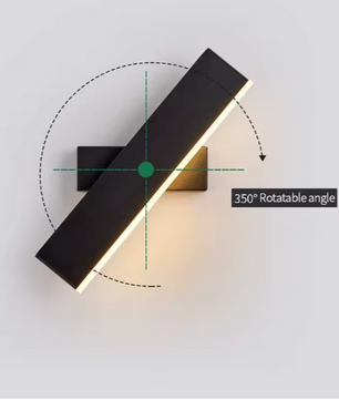 LED Wandlamp Zwart – 360° Draaibare Acryl & Metalen Wandkandelaar, 7W Warm Licht