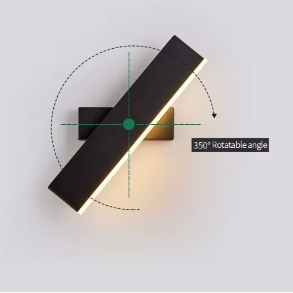 LED Wandlamp Zwart – 360° Draaibare Acryl & Metalen Wandkandelaar, 7W Warm Licht