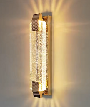Moderne LED Wandlamp 38 cm – Gouden Kristal & Metaal, 12W Warm Wit Licht