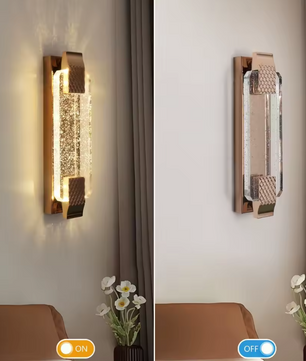 Moderne LED Wandlamp 38 cm – Gouden Kristal & Metaal, 12W Warm Wit Licht