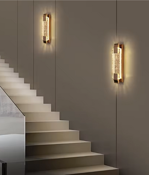 Moderne LED Wandlamp 38 cm – Gouden Kristal & Metaal, 12W Warm Wit Licht