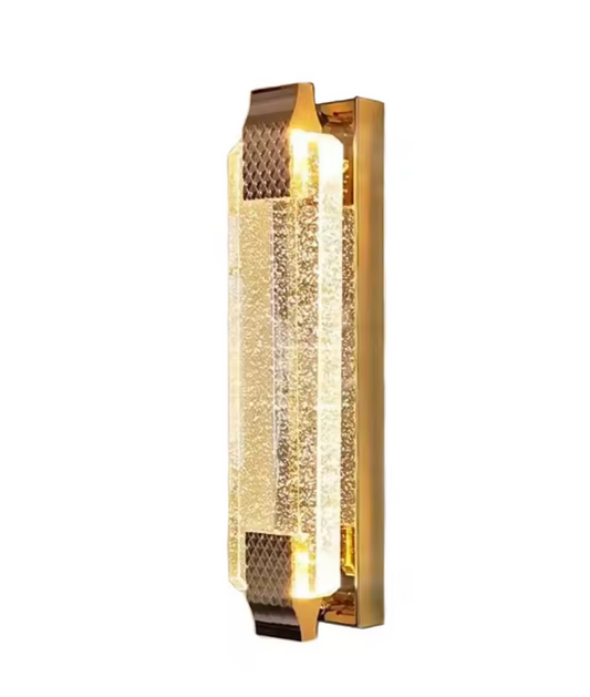 Moderne LED Wandlamp 38 cm – Gouden Kristal & Metaal, 12W Warm Wit Licht