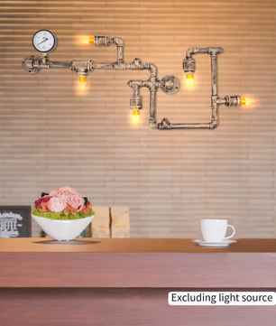 Antieke Wandlamp – IJzeren Waterpijp Ontwerp, Vintage Goud