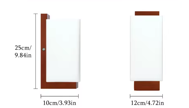 Vintage Houten Wandlamp – E27 Fitting met Glazen Kap