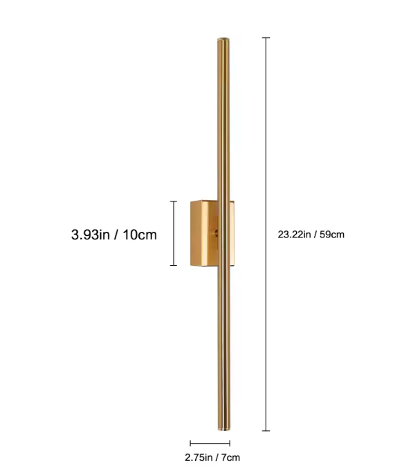 Moderne LED Wandlamp – Aluminium Striplamp 8W, Goudkleurig