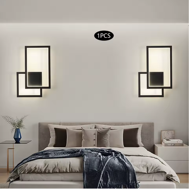 Moderne LED Wandlamp – 3 Instelbare Lichtkleuren, Zwart