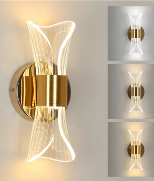 Gouden Acryl Wandlamp – 12W LED met 3 Kleurtemperaturen, Modern & Luxe Design