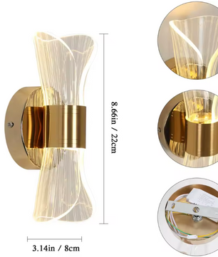 Gouden Acryl Wandlamp – 12W LED met 3 Kleurtemperaturen, Modern & Luxe Design