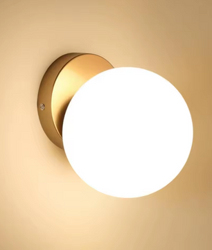 Moderne Wandlamp – E27 Glazen Bol, Plafond- en Wandmontage, Goud & Wit