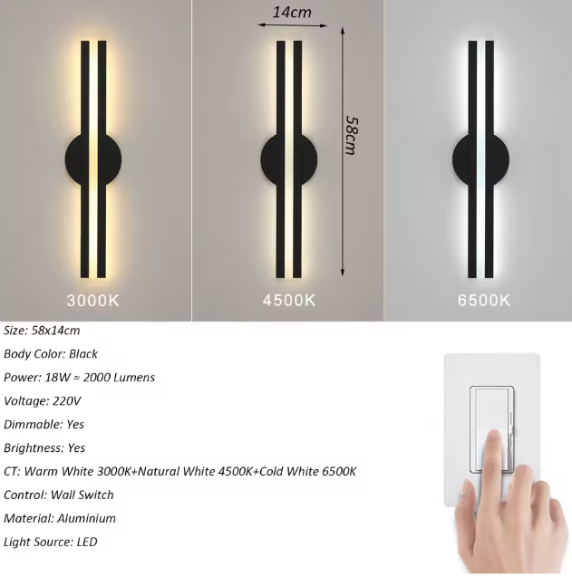 Moderne LED Wandlamp – Warm Licht 3000K, Op en Neer Schijnend