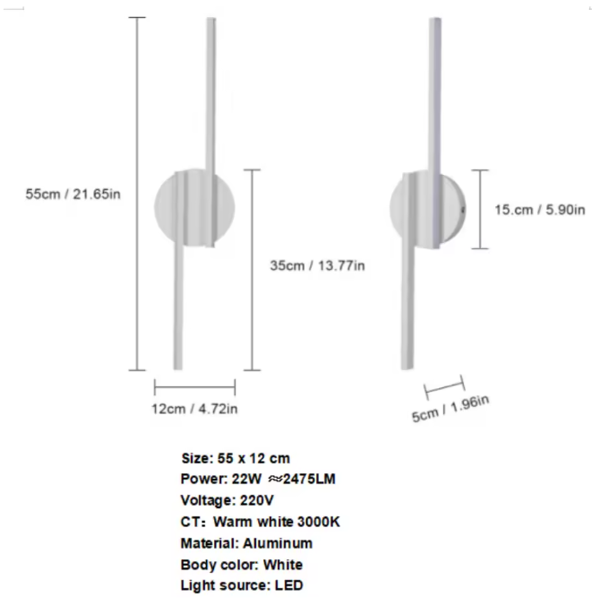 Moderne LED Wandlamp – Warm Licht 3000K, Op en Neer Schijnend