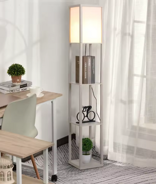 Vloerlamp met 3 Planken – Modern Design & Praktische Opbergruimte