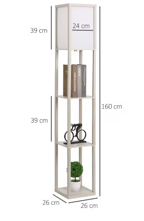Vloerlamp met 3 Planken – Modern Design & Praktische Opbergruimte
