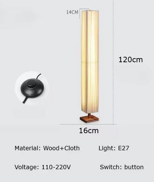 Japanse Retro LED Vloerlamp – Houtlook & Warme Sfeerverlichting