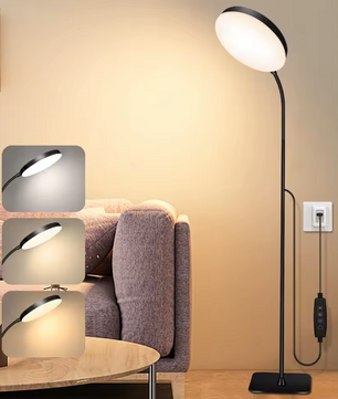 LED Vloerlamp met Flexibele Zwanenhals – Dimbaar & 3 Lichtkleuren