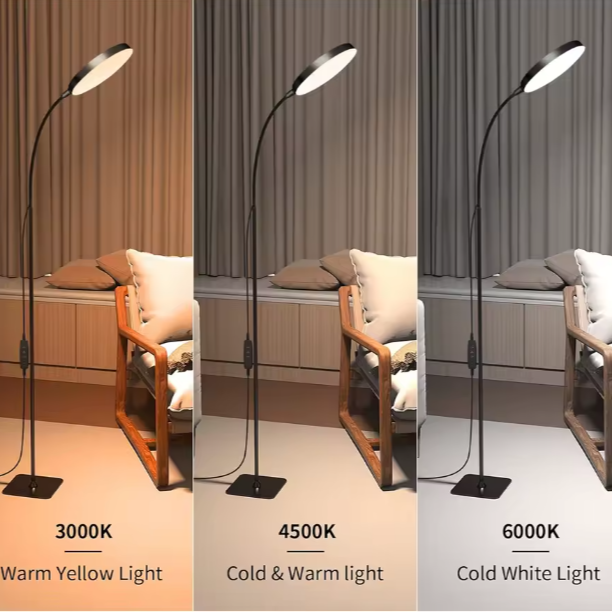 LED Vloerlamp met Flexibele Zwanenhals – Dimbaar & 3 Lichtkleuren