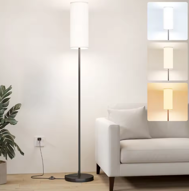 Moderne Vloerlamp – Hoge Staande Lamp met Dimbare LED & Lampenkap