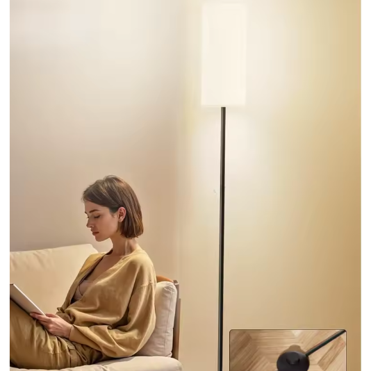 Moderne Vloerlamp – Hoge Staande Lamp met Dimbare LED & Lampenkap