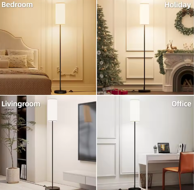 Moderne Vloerlamp – Hoge Staande Lamp met Dimbare LED & Lampenkap