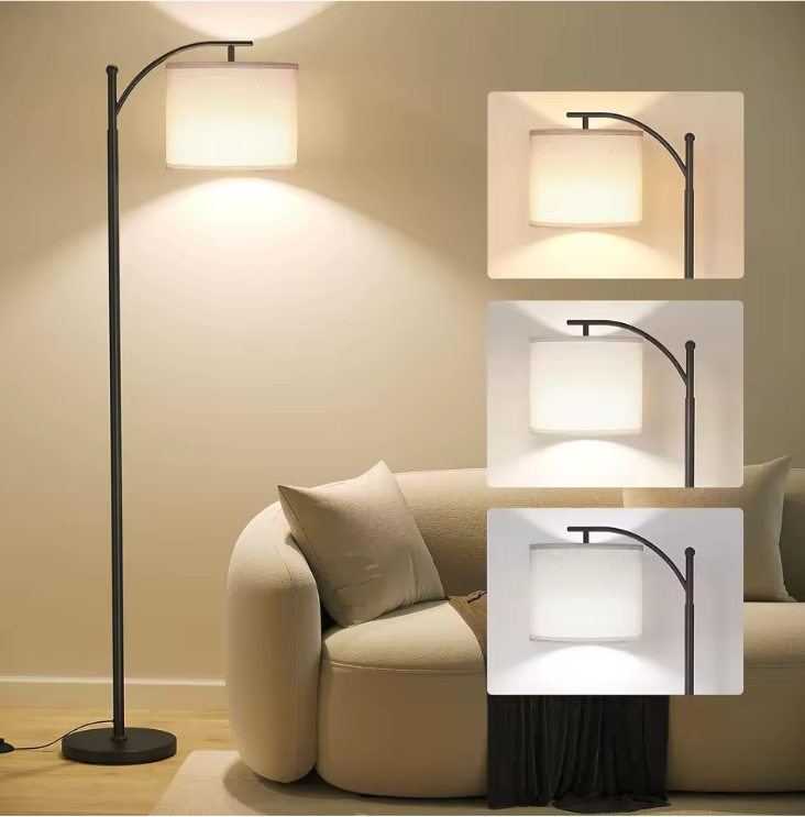 Boogvloerlamp met Verstelbare Lampenkap – Moderne Staande Lamp met 3 Kleurtemperaturen