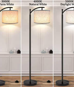 Boogvloerlamp met Verstelbare Lampenkap – Moderne Staande Lamp met 3 Kleurtemperaturen