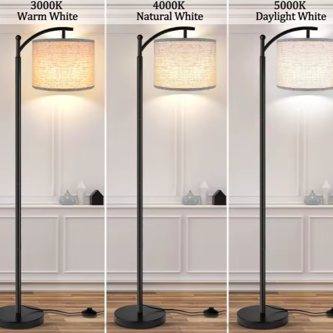 Boogvloerlamp met Verstelbare Lampenkap – Moderne Staande Lamp met 3 Kleurtemperaturen