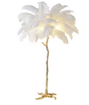 Scandinavische Veren Vloerlamp – Moderne Staande Lamp met Sfeerverlichting