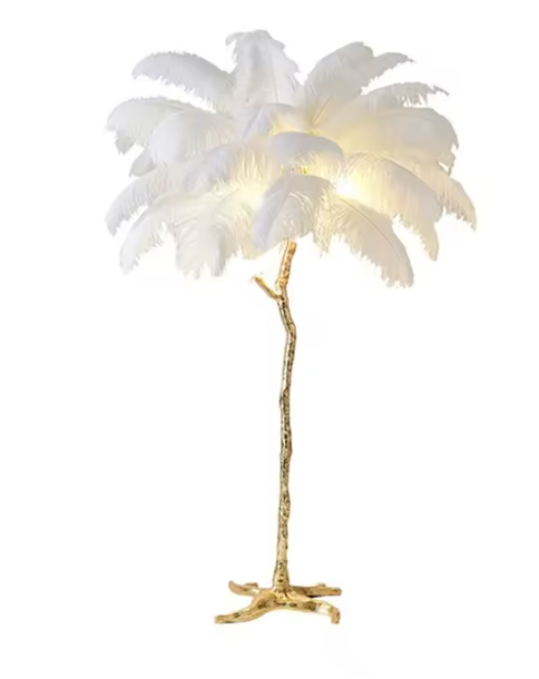 Scandinavische Veren Vloerlamp – Moderne Staande Lamp met Sfeerverlichting