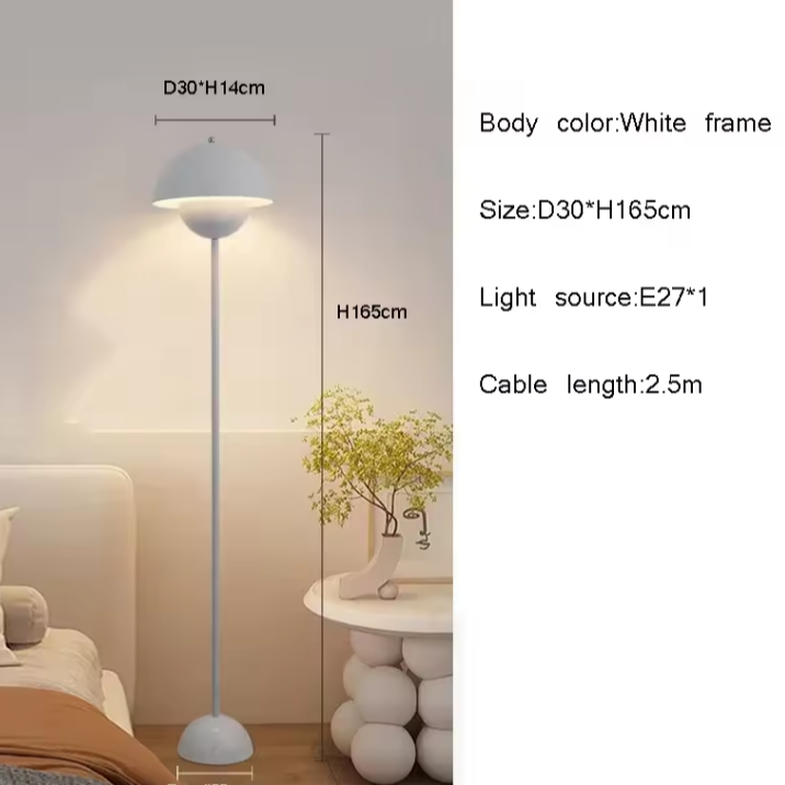 Moderne Crèmekleurige Vloerlamp – LED Staande Lamp met E27 Fitting