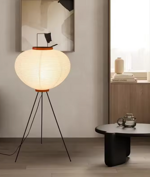 Japanse Rijstpapier Vloerlamp – Wabi Sabi Staande Lamp met Vintage Design