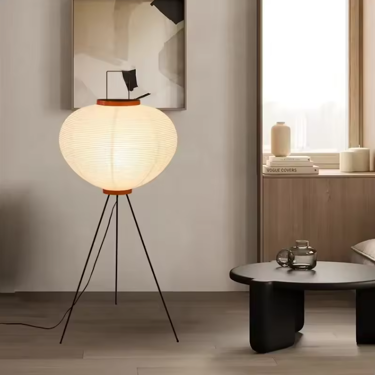 Japanse Rijstpapier Vloerlamp – Wabi Sabi Staande Lamp met Vintage Design