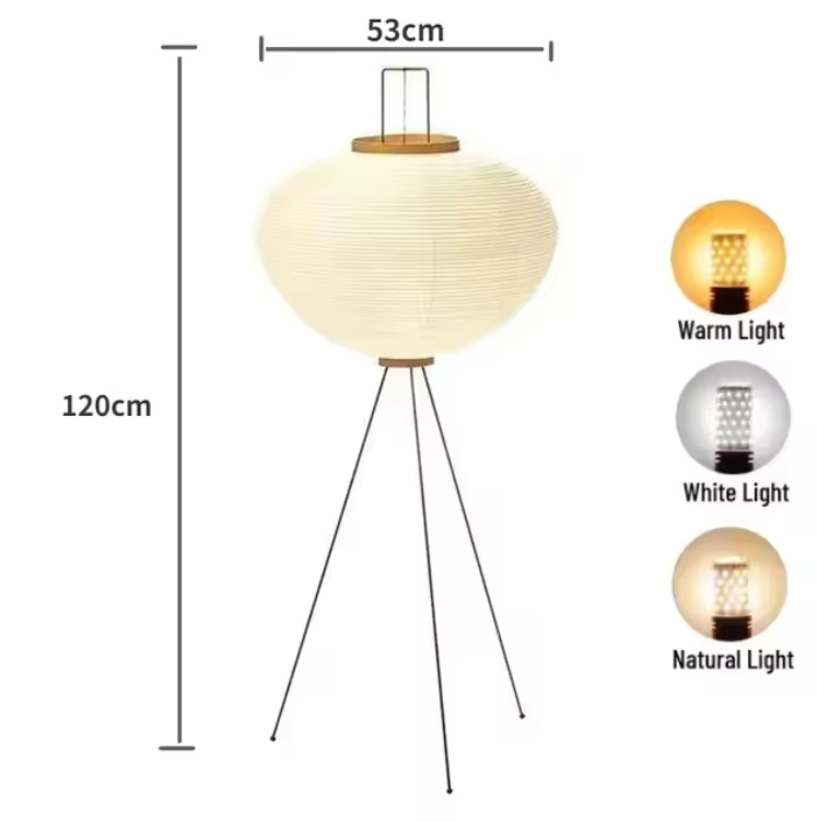 Japanse Rijstpapier Vloerlamp – Wabi Sabi Staande Lamp met Vintage Design