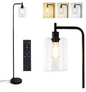 Moderne Industriële Vloerlamp – Dimbaar met Glazen Kap & Afstandsbediening