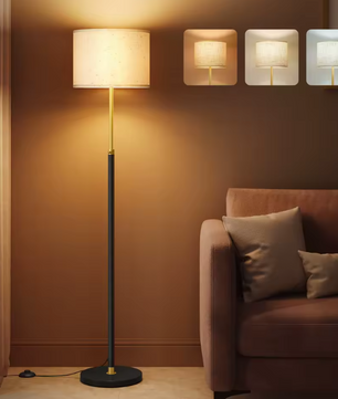 In Hoogte Verstelbare Vloerlamp – Stoffen Kap & LED-Lamp Inclusief