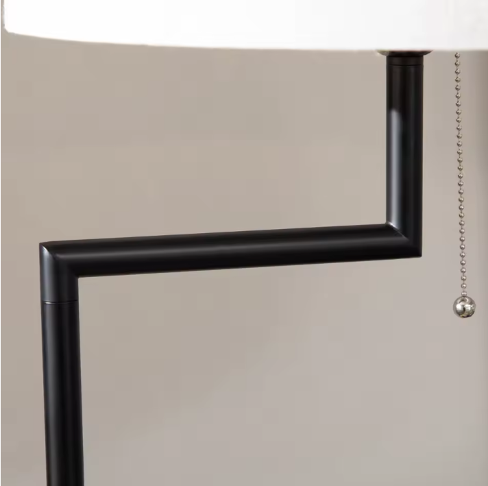 Vloerlamp met Tafel & USB – Linnen Lampenkap Ø40x168 cm