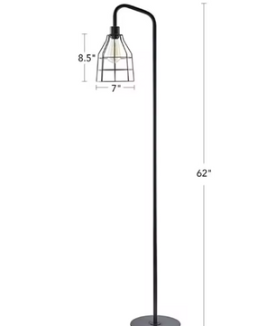 Industriële Vloerlamp – Zwarte Metalen Staande Lamp met Druppelkooikap