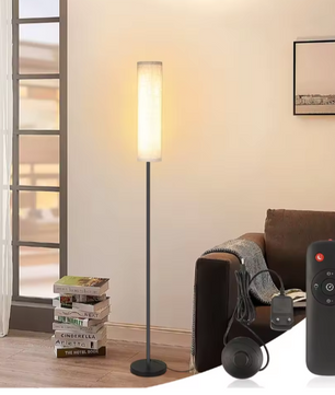 LED Vloerlamp 170 cm – Stoffen Staande Lamp met Afstandsbediening & Dimbare Lichtkleuren
