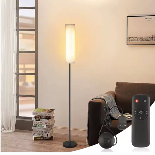 LED Vloerlamp 170 cm – Stoffen Staande Lamp met Afstandsbediening & Dimbare Lichtkleuren