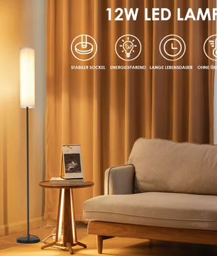 LED Vloerlamp 170 cm – Stoffen Staande Lamp met Afstandsbediening & Dimbare Lichtkleuren