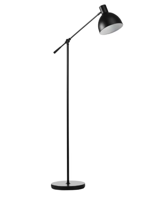 Industriële Vloerlamp – In Hoogte Verstelbaar met Balance-Arm, Zwart Metaal