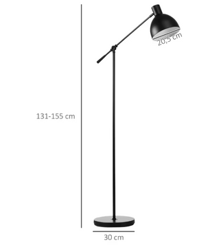 Industriële Vloerlamp – In Hoogte Verstelbaar met Balance-Arm, Zwart Metaal